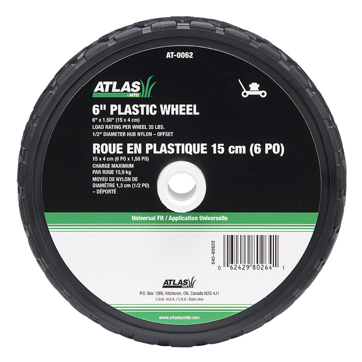Roue ATLAS de 6&quot; &#40;15,2 cm&#41; en plastique