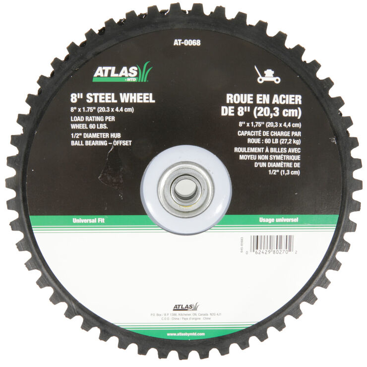 Universal Wheel - 8 x 1.75&quot; - steel with ball bearing hub - offset