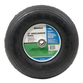 Pneumatic Wheel. 350 lbs. Load Rating. 3&quot; Hub Length. 5/8&quot; Ball Bearing. Ribbed Tread. 2-ply Rating