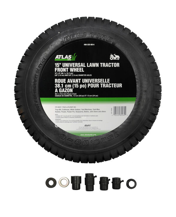 Roue avant universelle de 15&quot; pour tracteurs de pelouse