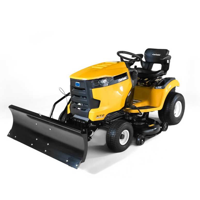 Lawn mower snow plow blade outlet