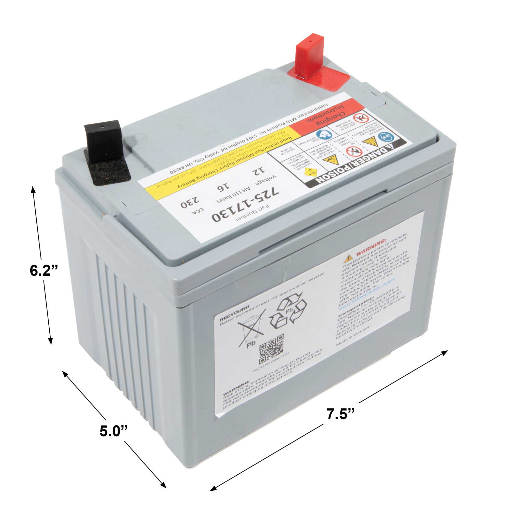 12 Volt Absorbent Glass Mat AGM Battery 230 CCA