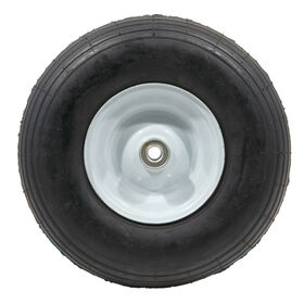 Pneumatic Wheel. 350 lbs. Load Rating. 3&quot; Hub Length. 5/8&quot; Ball Bearing. Ribbed Tread. 2-ply Rating