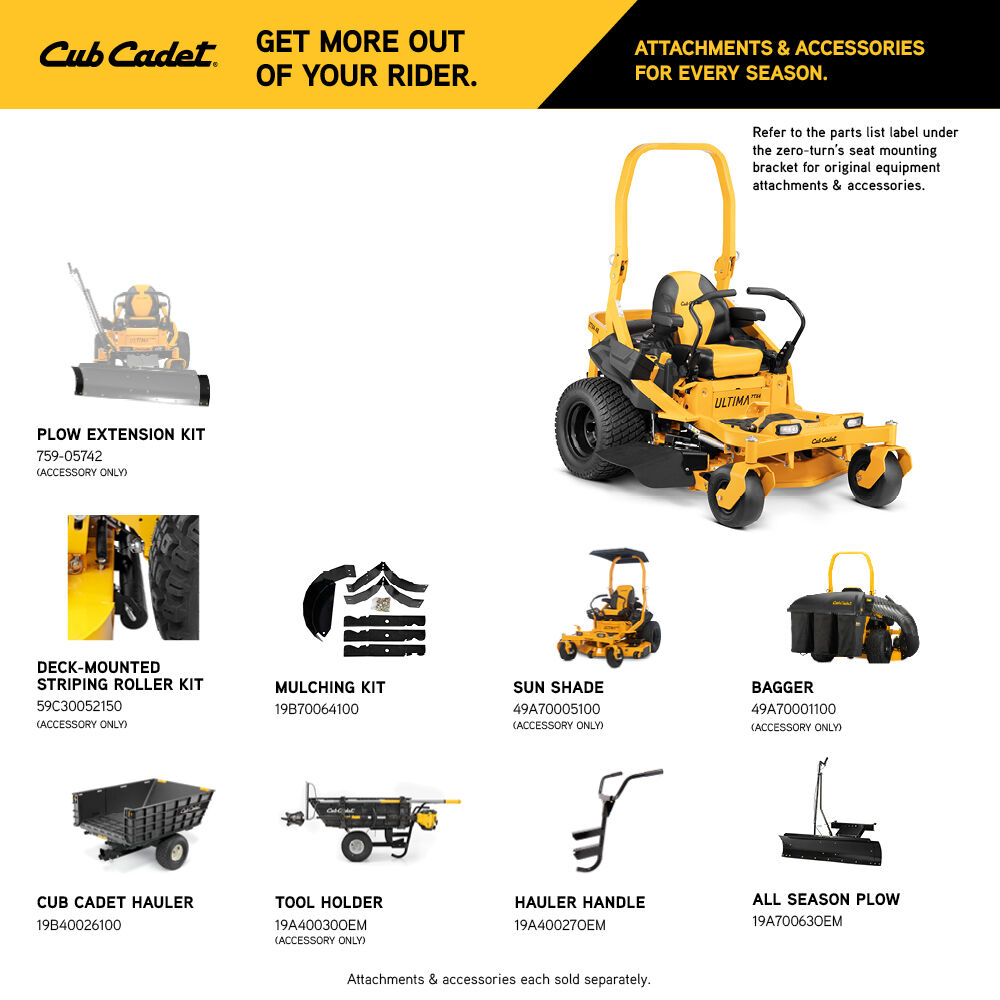 Cub cadet zero turn shop accessories