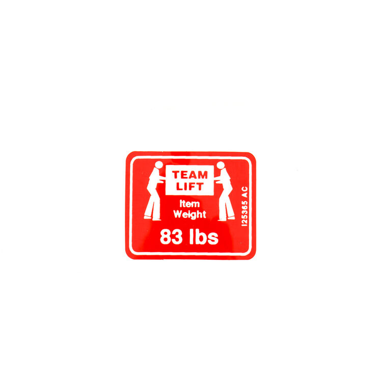 LABEL-SNOW THROWER WGHT 83LBSN
