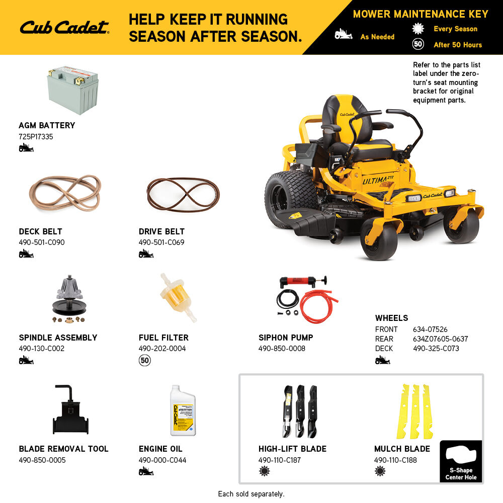 Cub cadet hot sale zt1 54 accessories