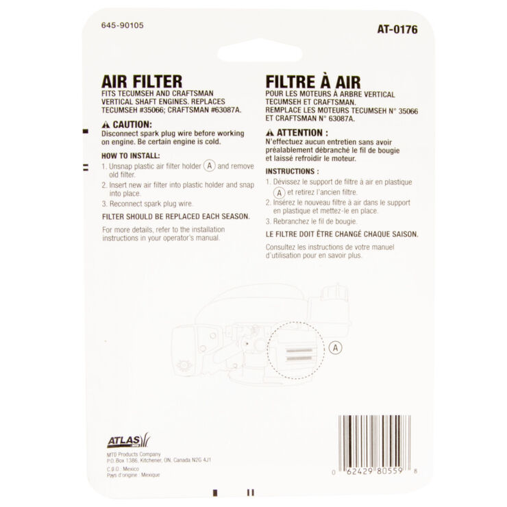 Air Filter - For Tecumseh ECV, H, LEV, OVRM, TC, TCH, TVS &amp; TVXL engines