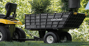 underview of a 3 blade lawn tractor cutting deck