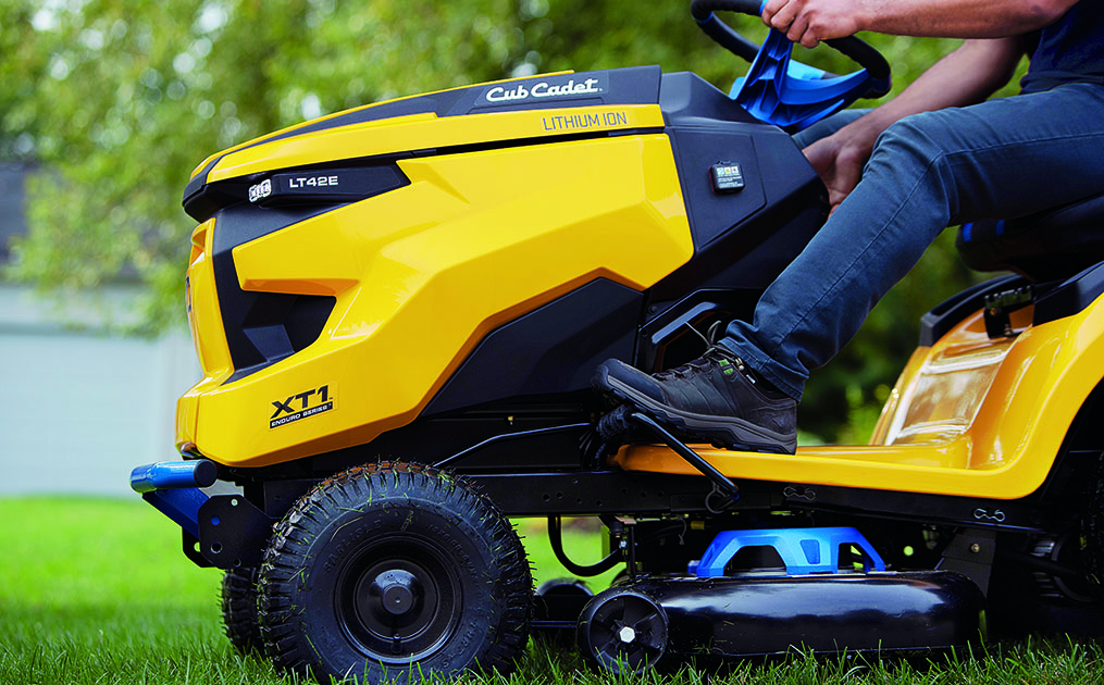 closeup image of cub cadet enduro x-1 riding mower