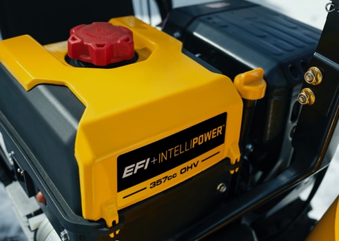 close up of snow blower engine