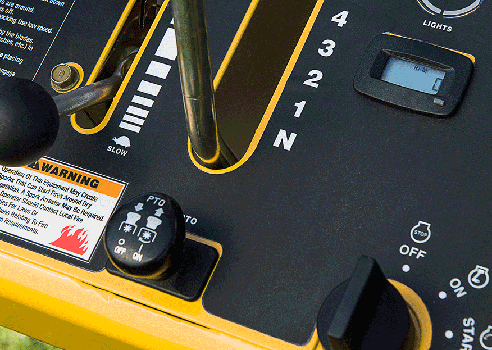 Close up of Commercial Walk-Behind mower control panel